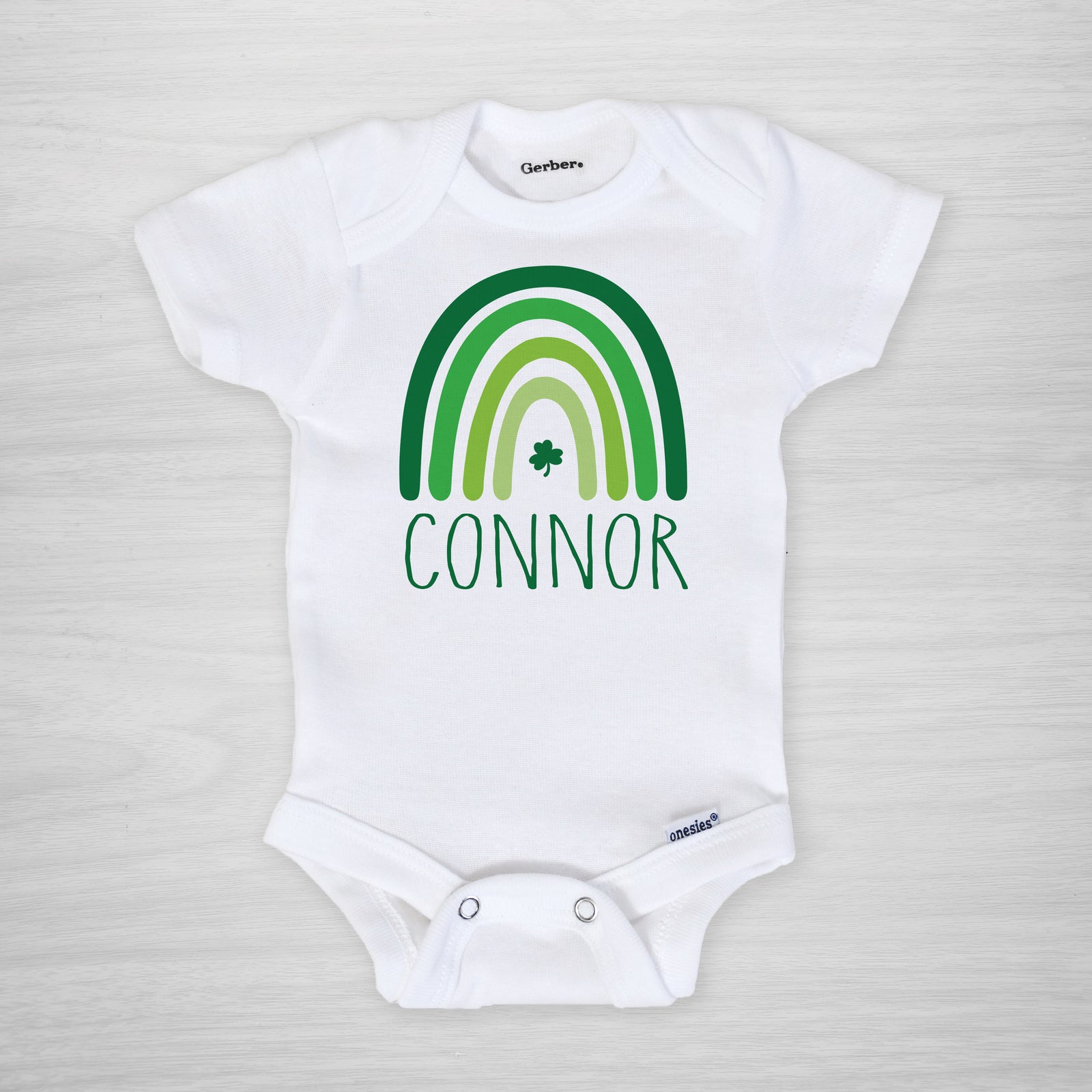 St. Patrick's Day Onesie personalized with your little one's name. Perfect for boys or girls, long sleeved