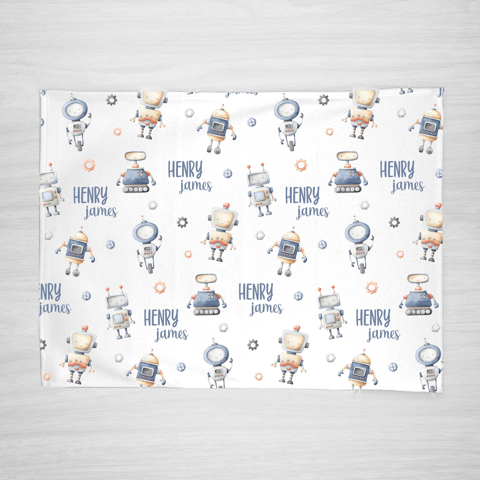 Personalized Robot Blanket for kids, toddlers, or babies. Super soft fleece