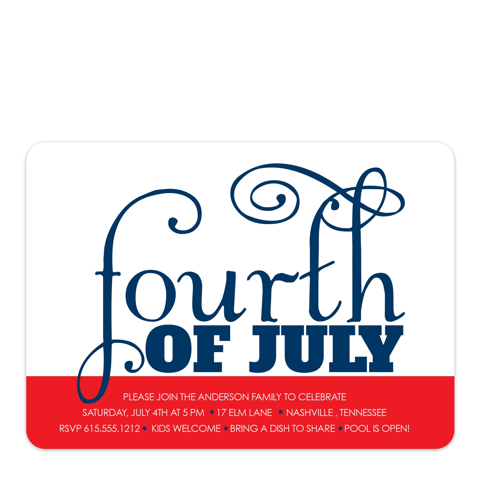 4TH OF JULY Party Invitation, Starry Sky, PIPSY.COM, Premium heavyweight Printed on Cardstock