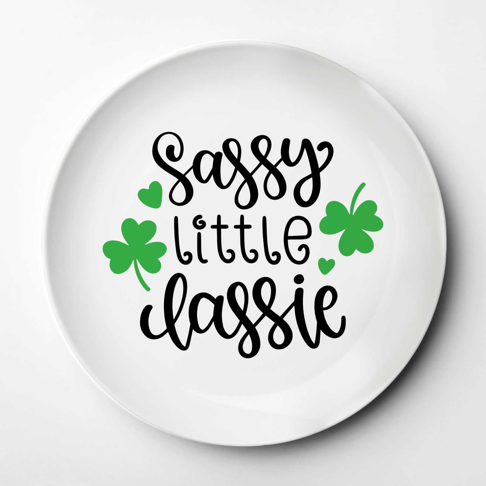 St. Patrick's Day, Sassie little Lassie ThermoSāf® kids reusable plate, microwave, dishwasher and oven safe.  Made in the USA, Pipsy.com