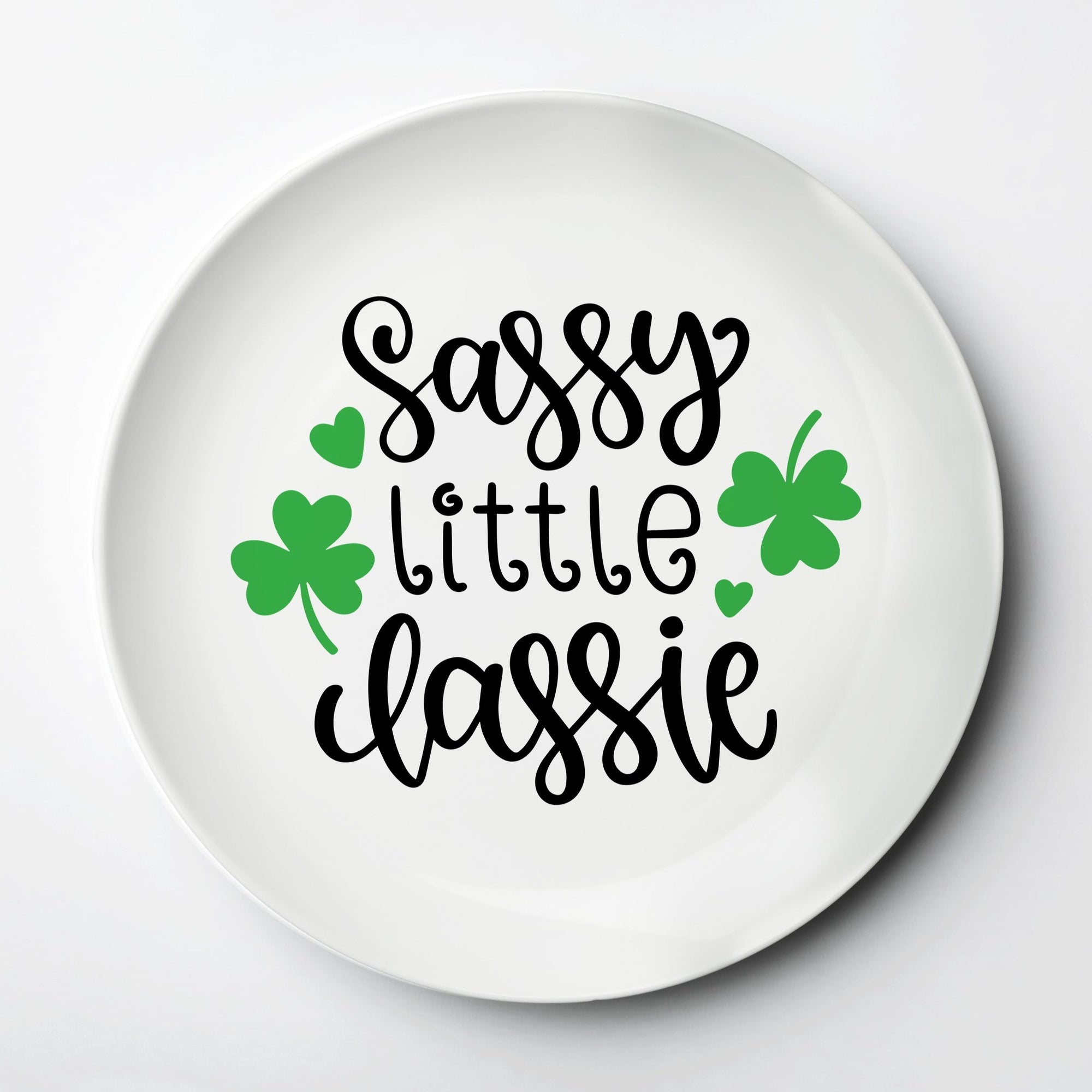 St. Patrick's Day, Sassie little Lassie ThermoSāf® kids reusable plate, microwave, dishwasher and oven safe.  Made in the USA, Pipsy.com