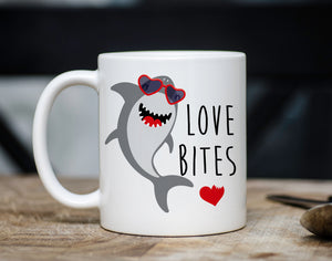 Shark Love Bites Valentine's Day Mug, great gift for Galentine's Day, PIPSY.COM