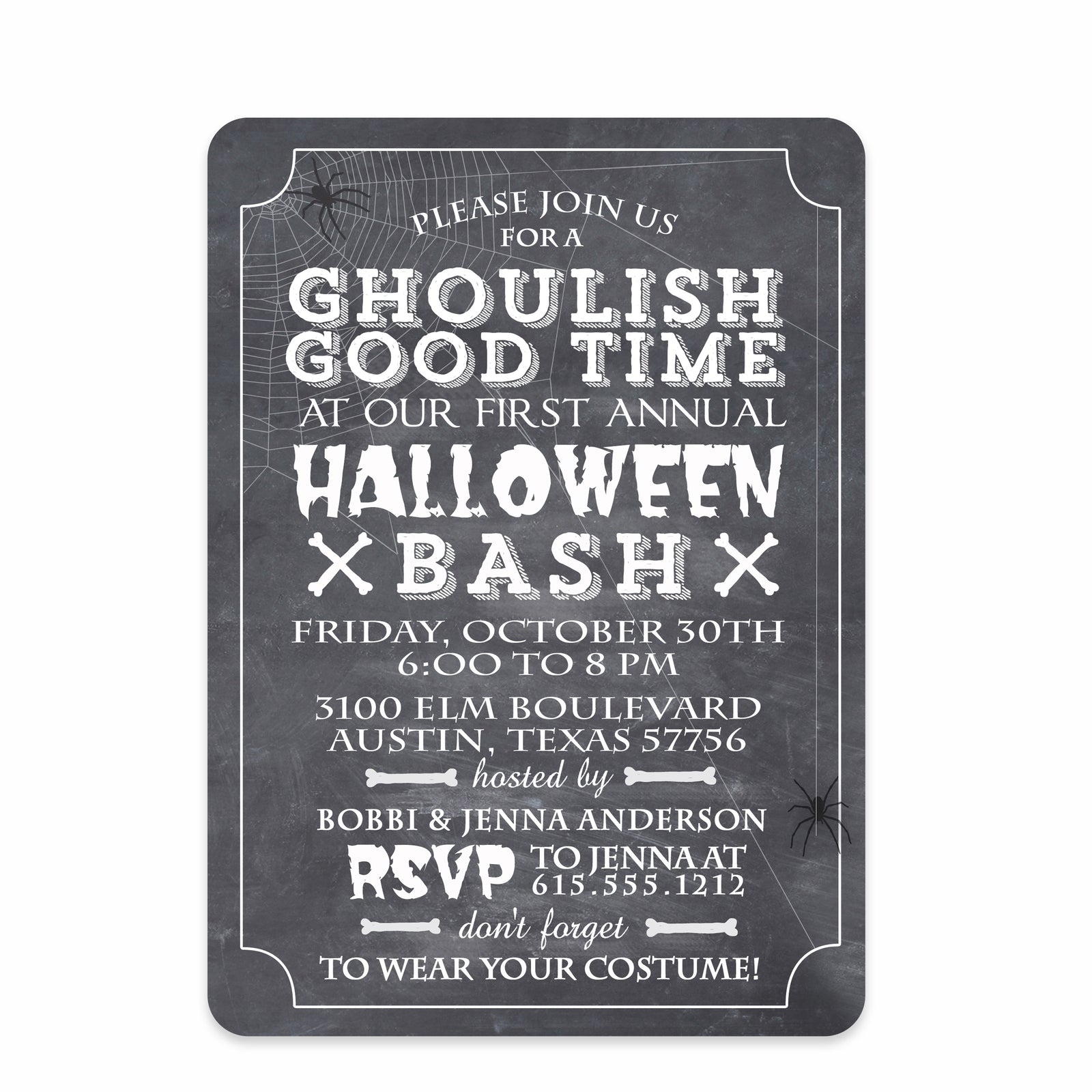 Ghoulish Good Time Halloween Invitation | Chalkboard Style Invite | Printed | PIPSY.COM