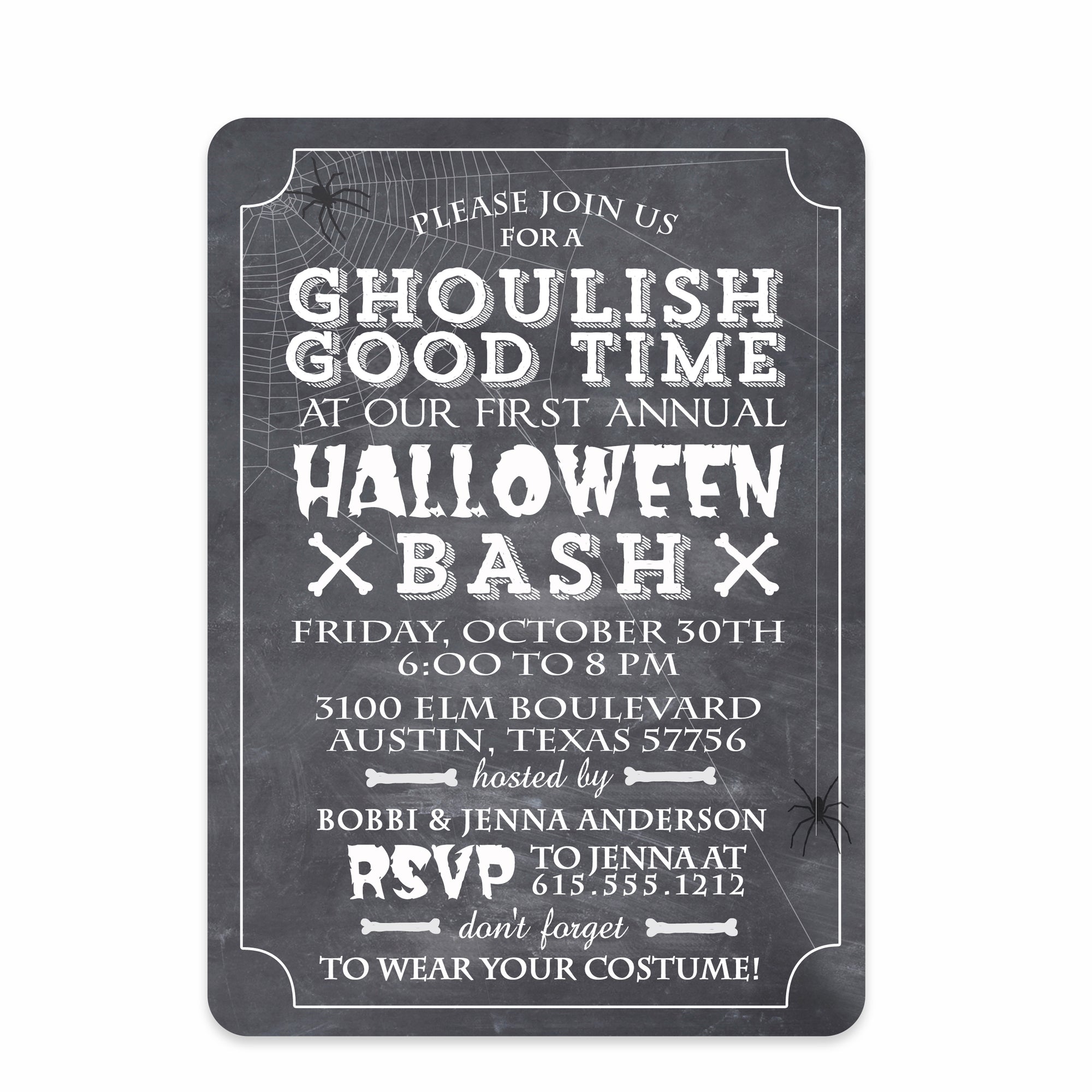 Chalkboard Halloween Invitation (Printed)