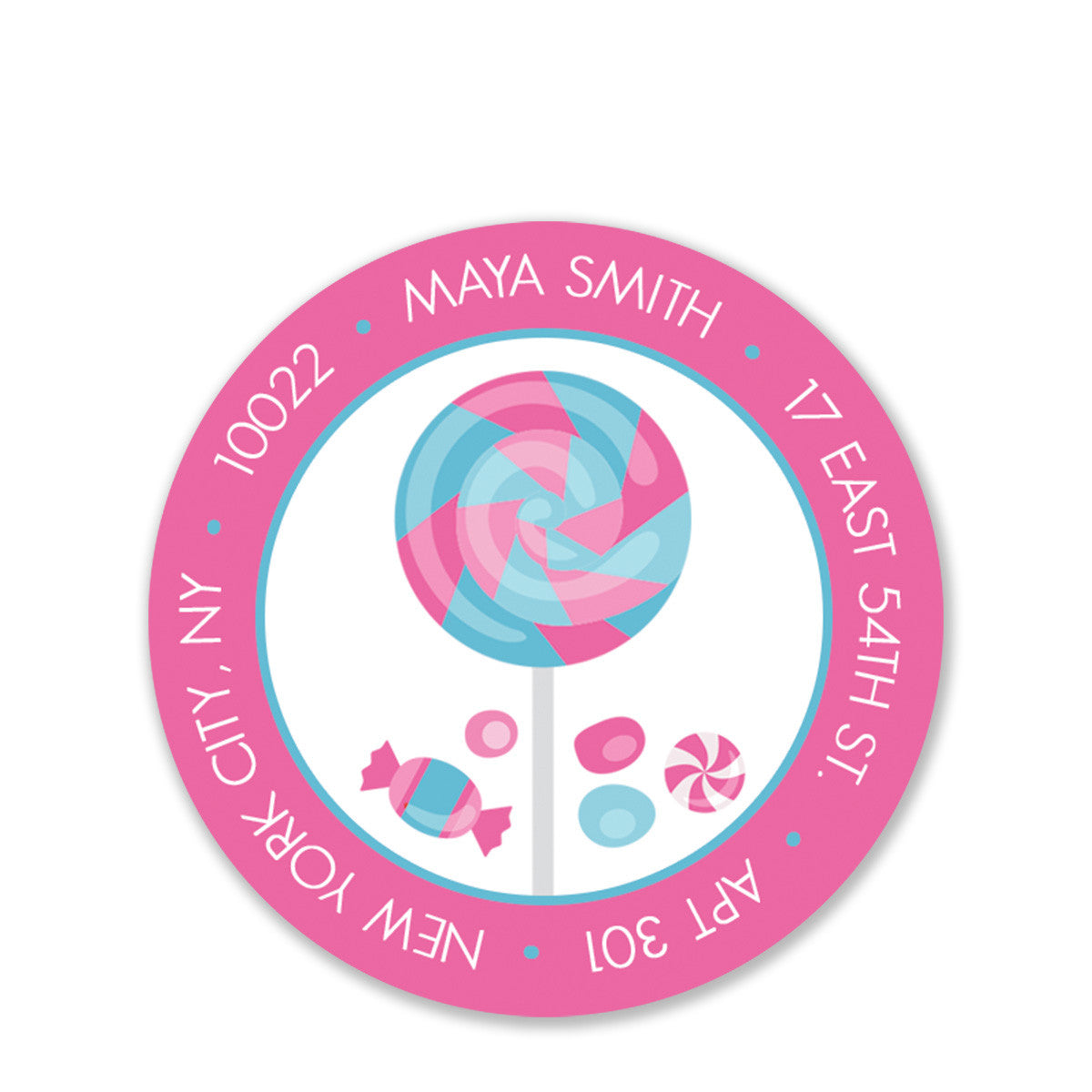 Candy Party Return Address Sticker, Pink