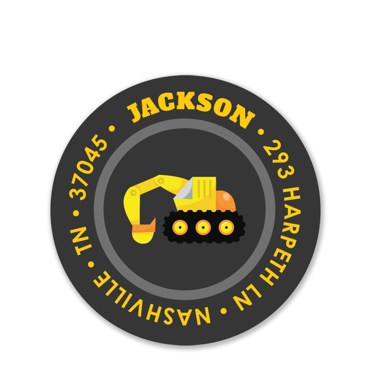 Construction Party Round Return Address Stickers (Printed)