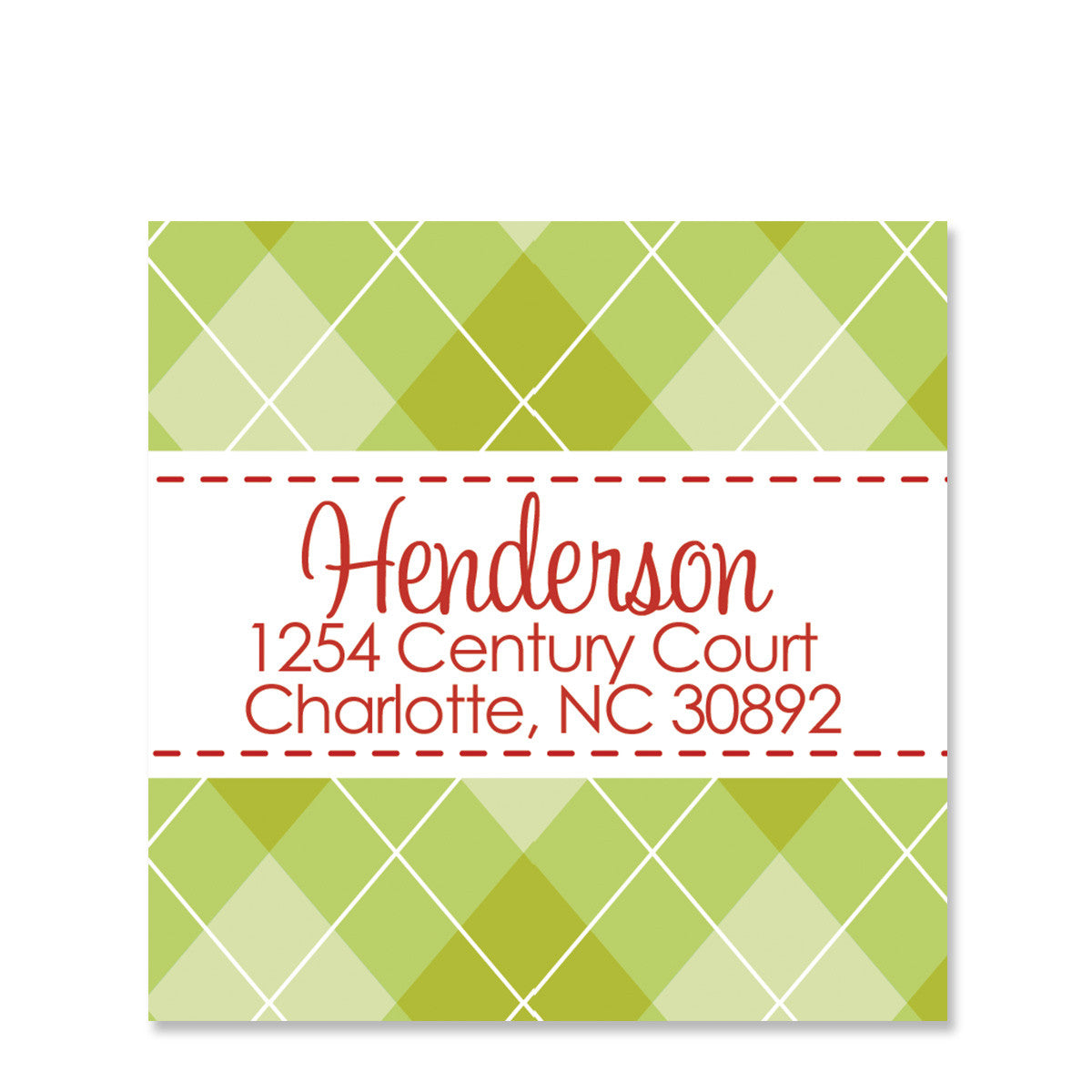 Green Argyle Return Address Sticker | Swanky Press | Square