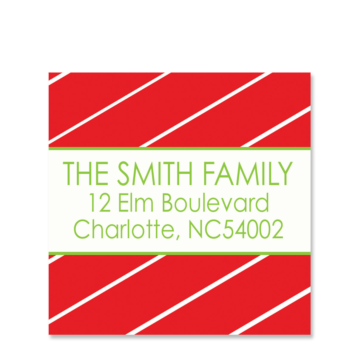 Red Pinstripe Return Address Sticker | Swanky Press | Square