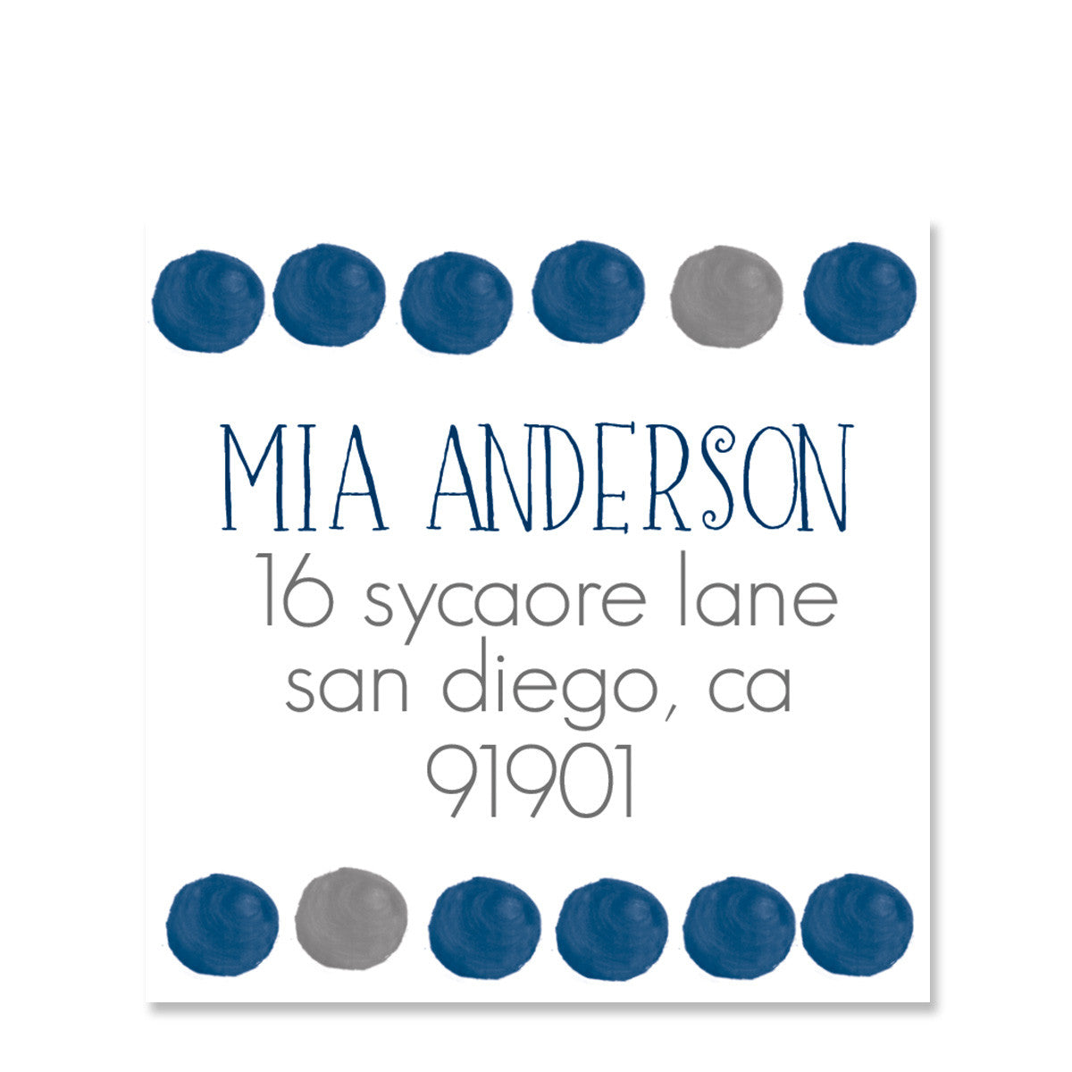 Blue Watercolor Dot Return Address Sticker | Swanky Press | Square