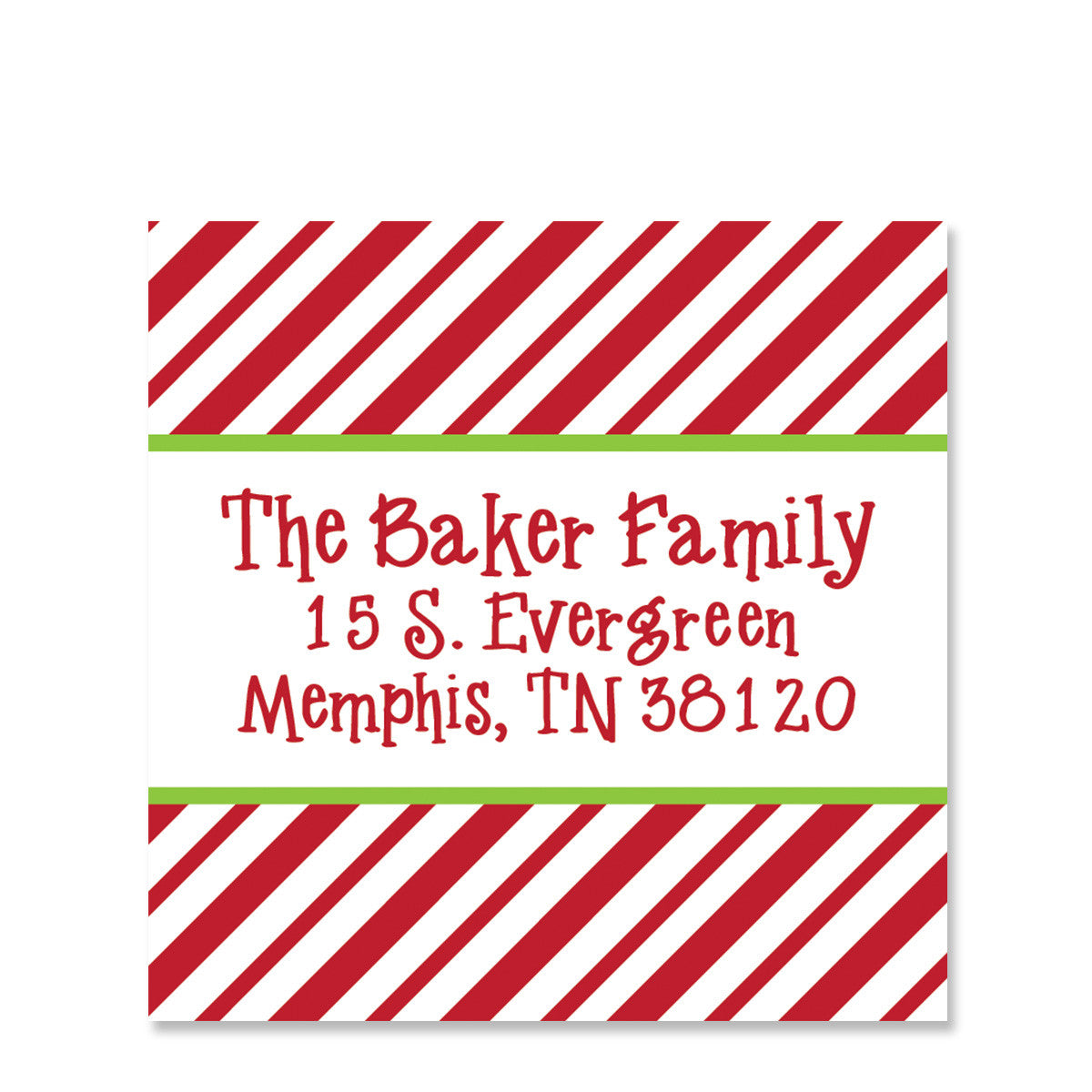 Candy Cane Return Address Sticker | Swanky Press | Square