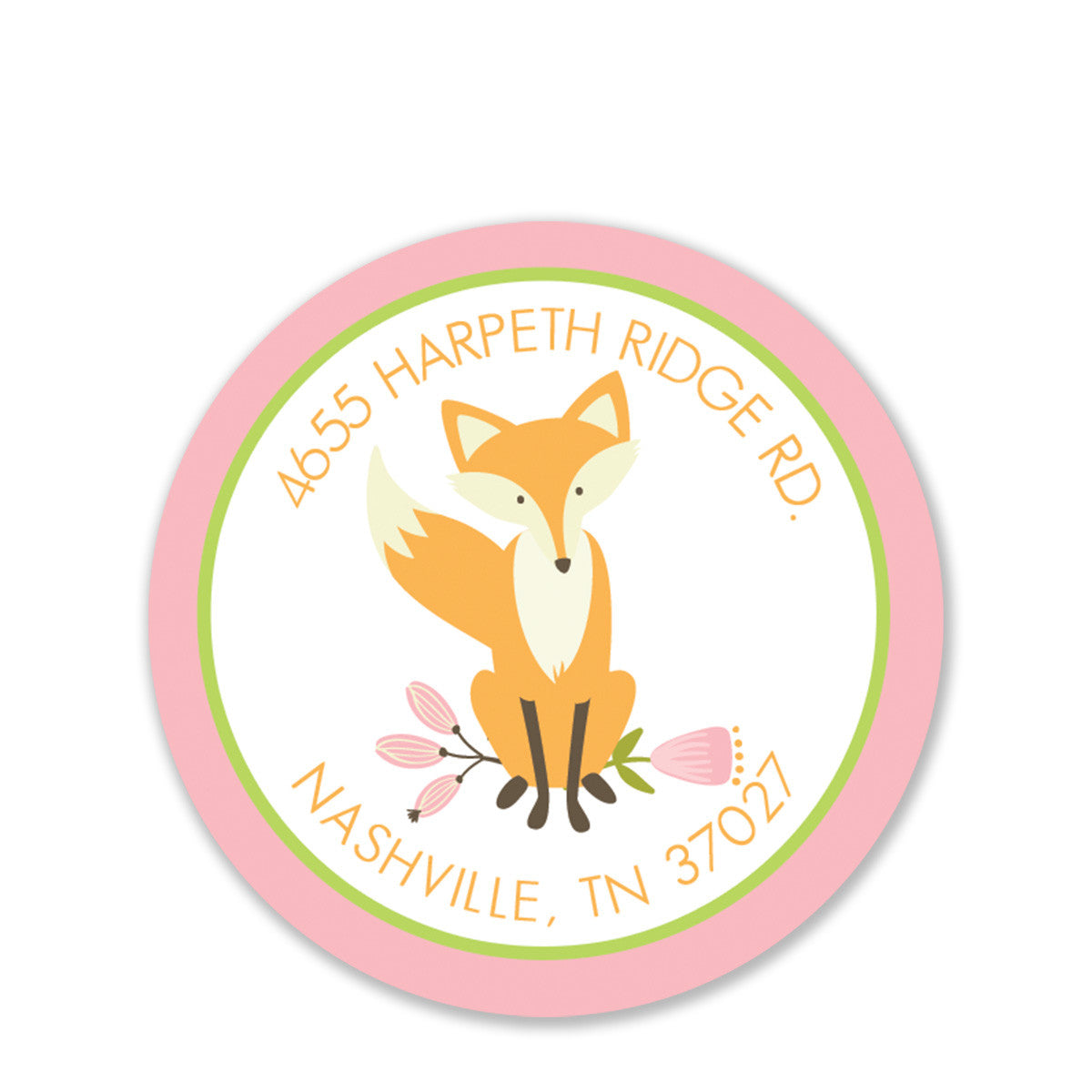 Fox Return Address Stickers, Pink