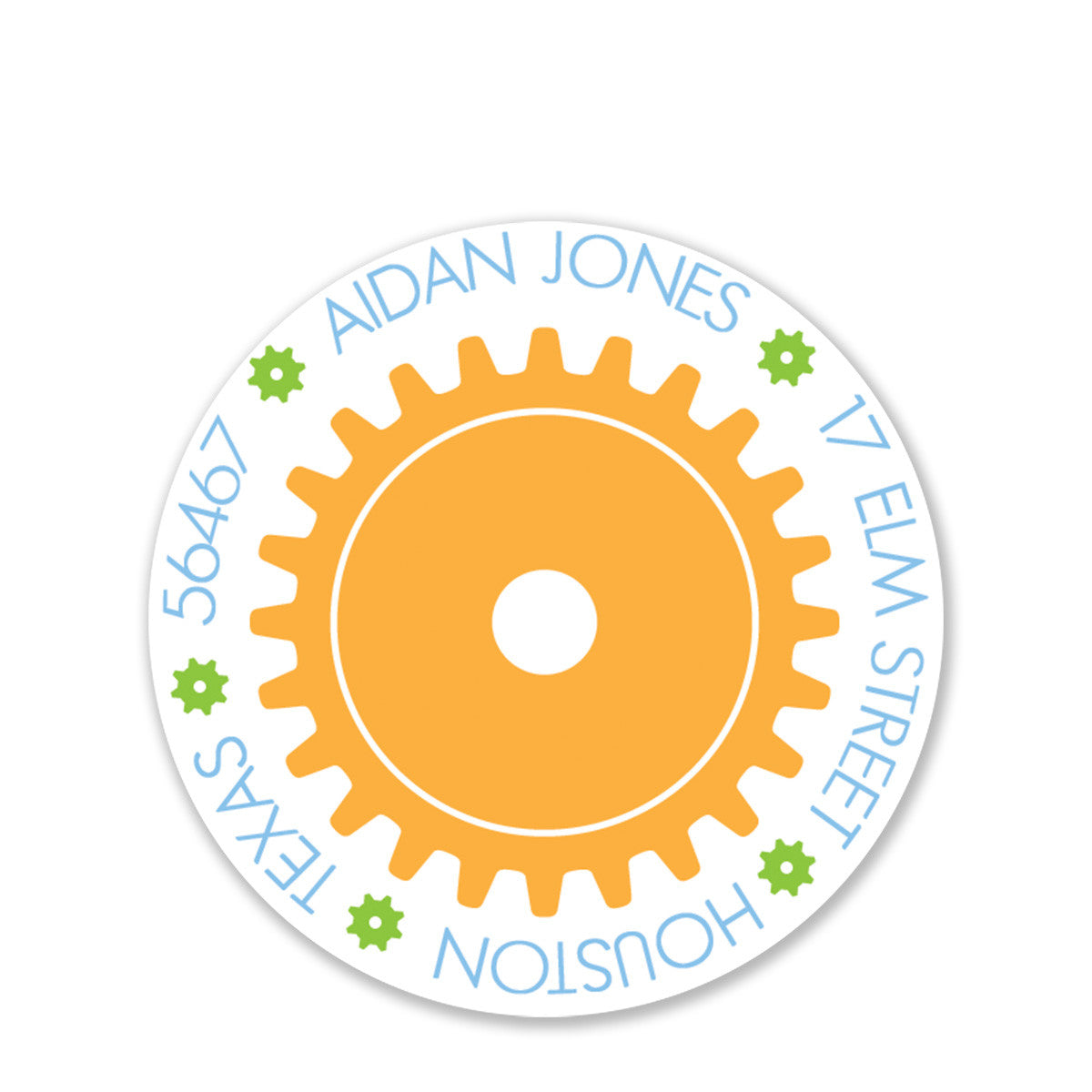 Robot Return Address Sticker, Round