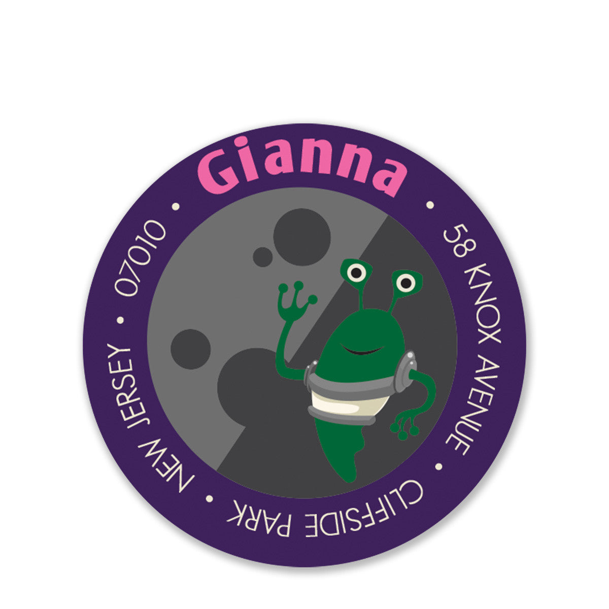 Astronaut and Alien Party Return Address Stickers, Purple (Printed)
