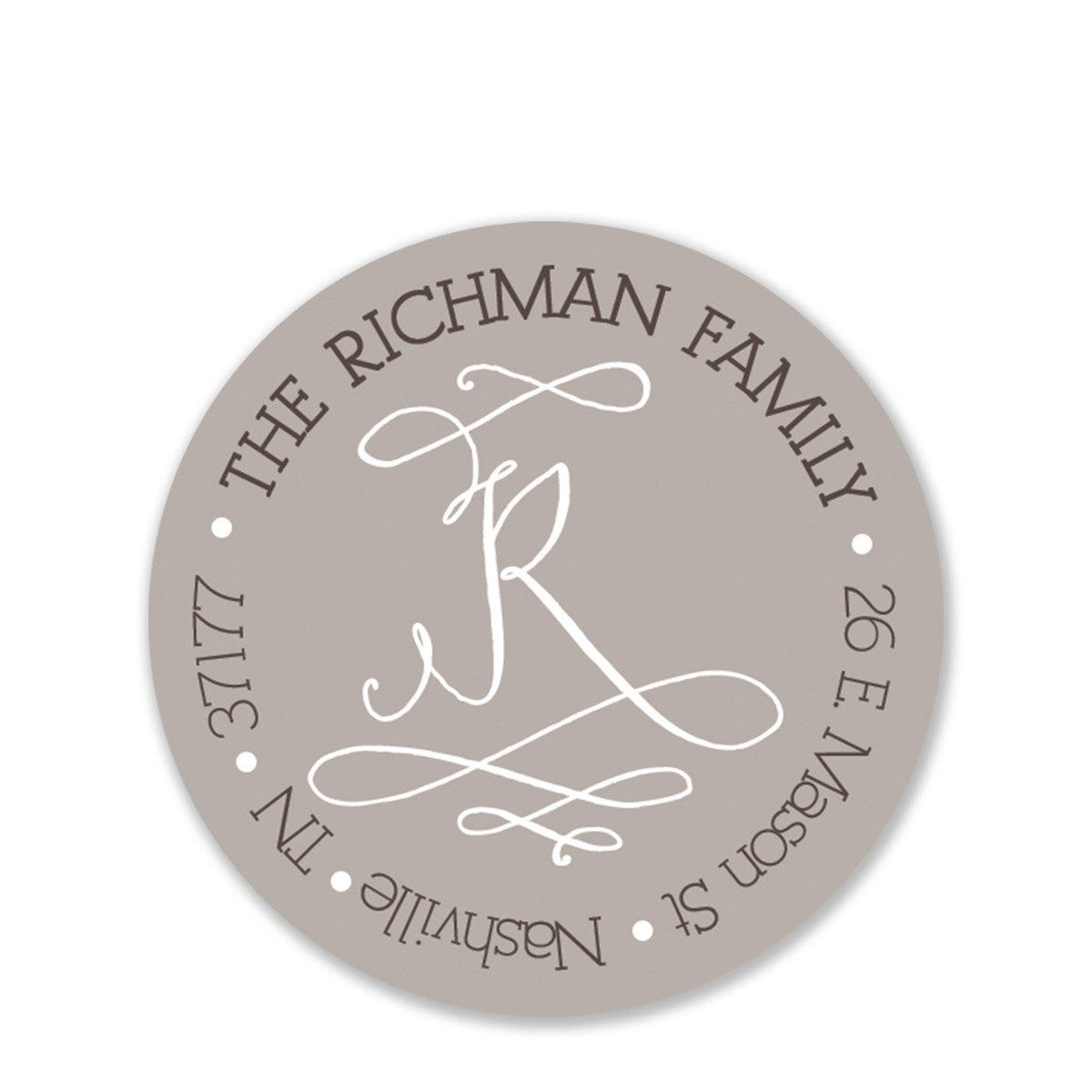 Swirly Initial Return Address Stickers