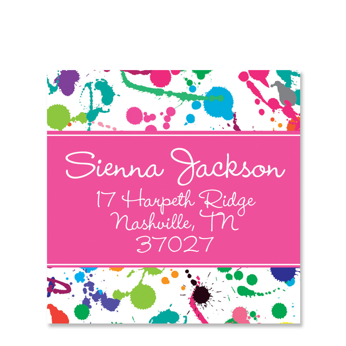 Art Paint Splatter Return Address Stickers, Pink