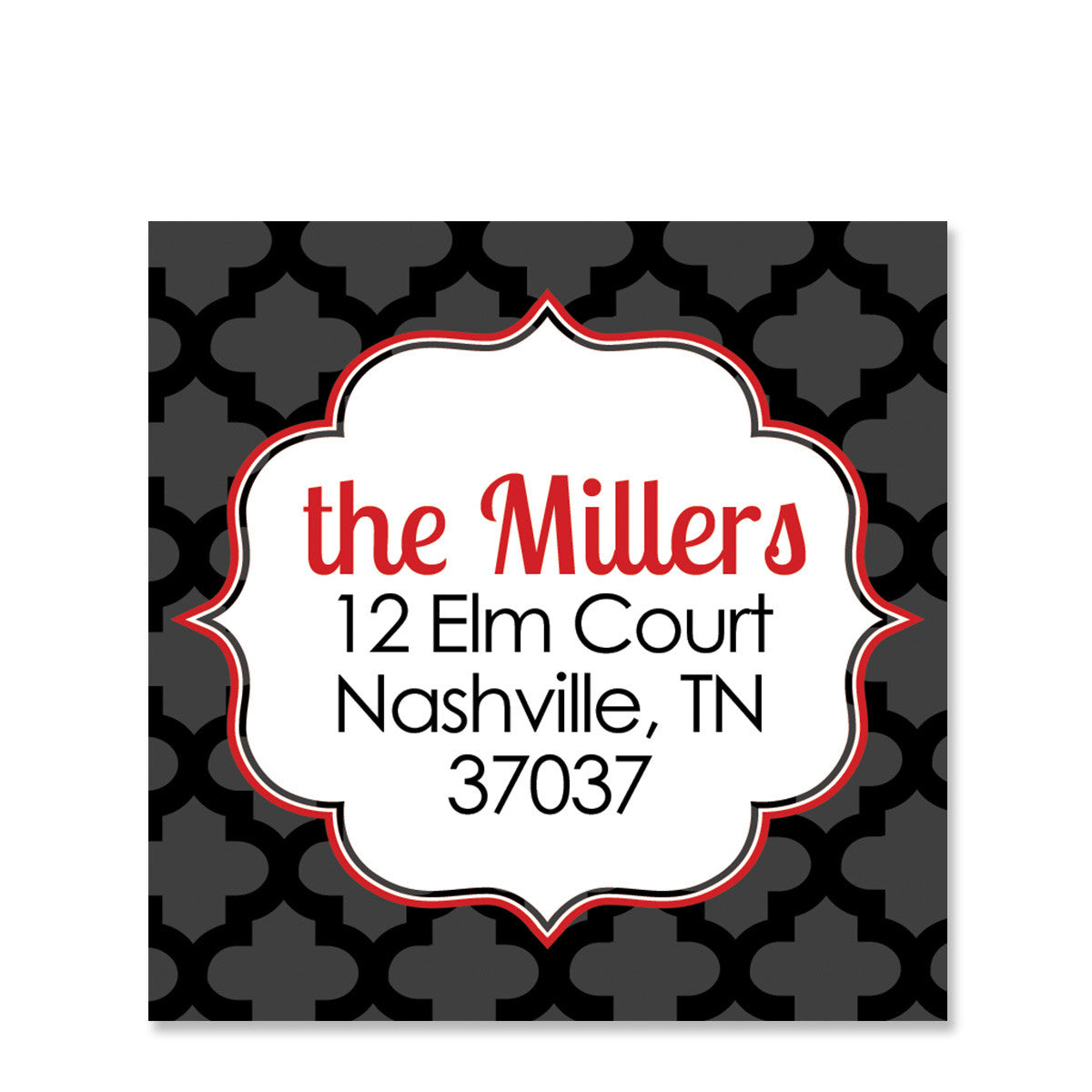Black Quatrefoil Return Address Stickers