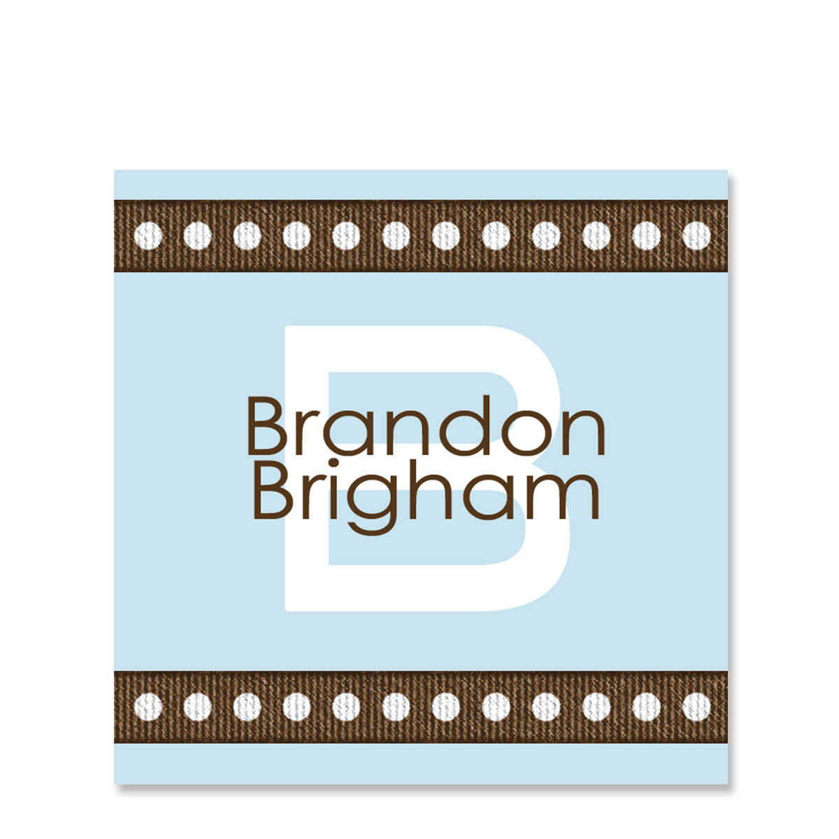 Dotted Ribbon Blue Name Stickers