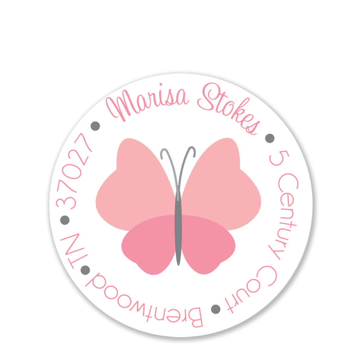 Pink Butterfly Return Address Stickers