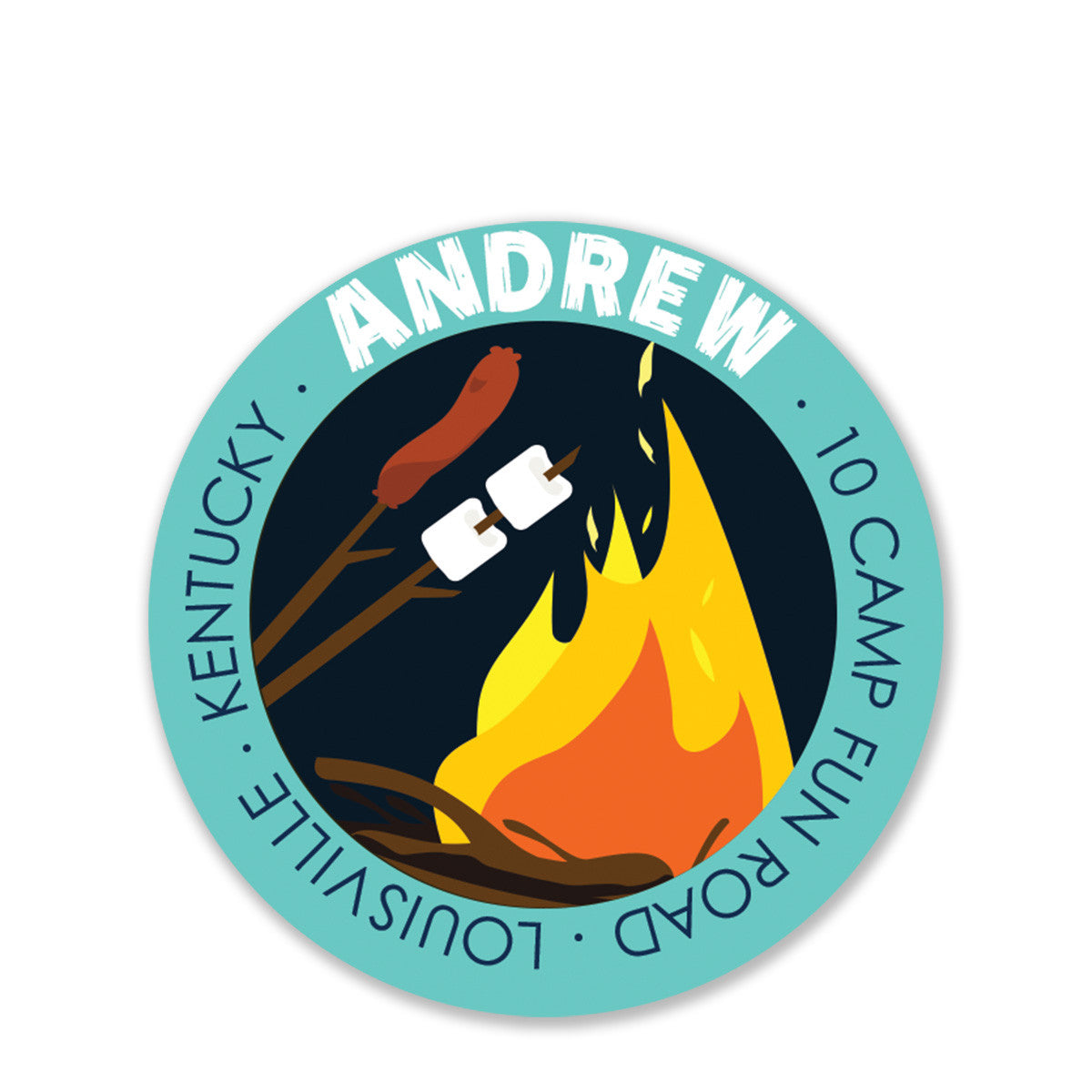 Camping Party Return Address Sticker, Blue