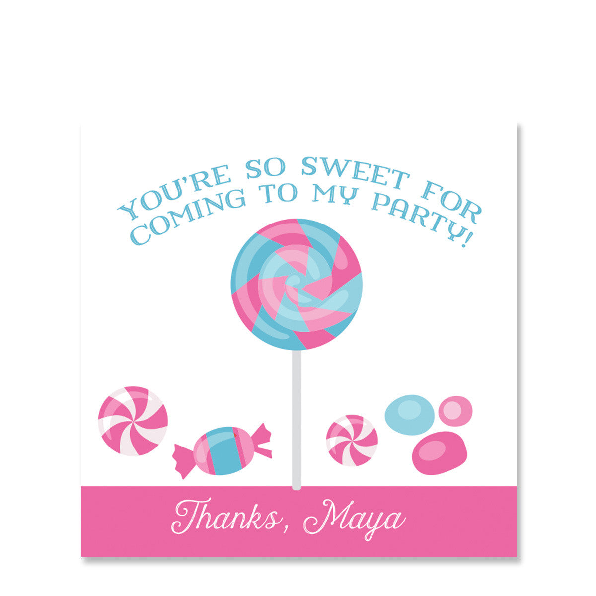 Candy Party Favor Stickers, Pink (Printed)