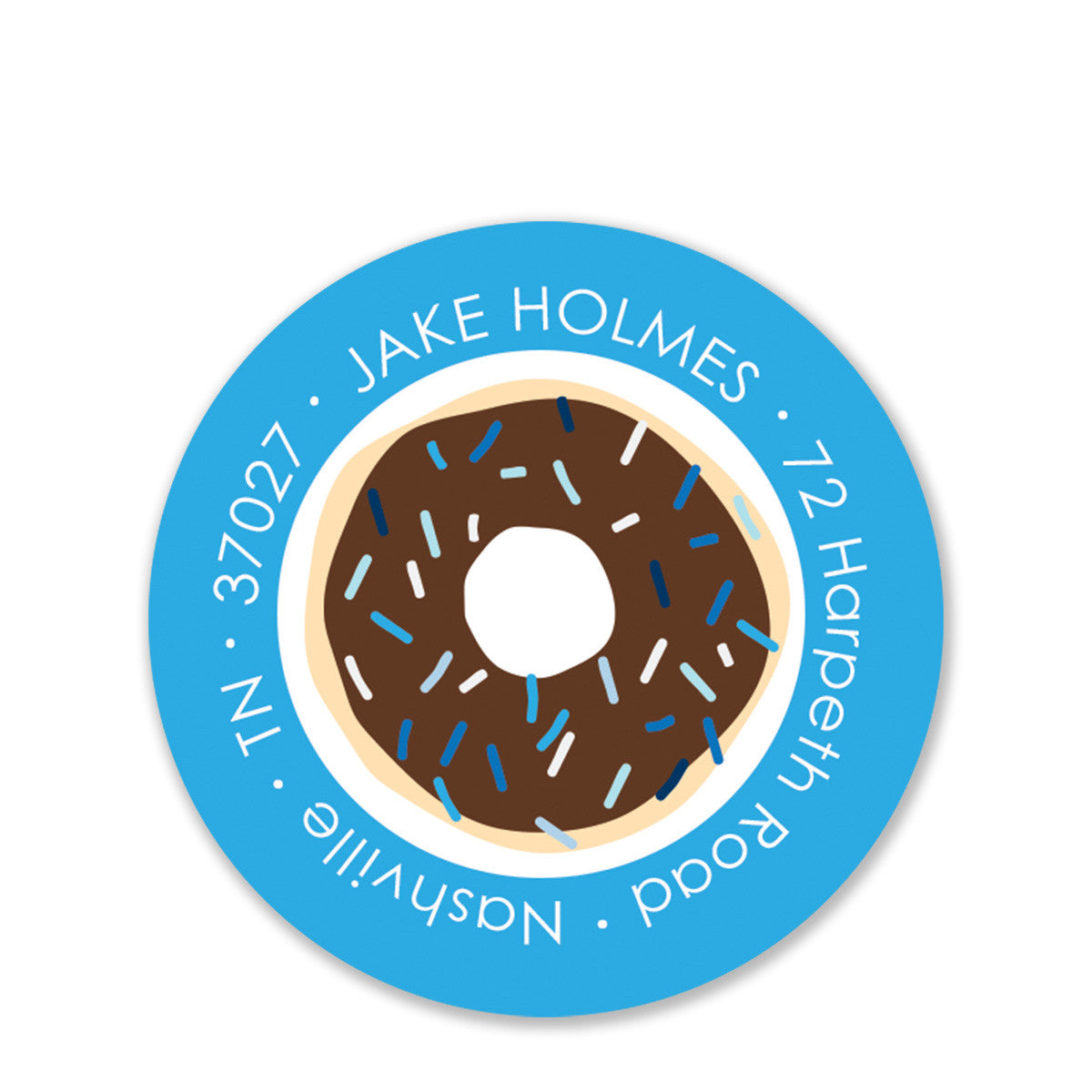 Donut Return Address Sticker (Blue)