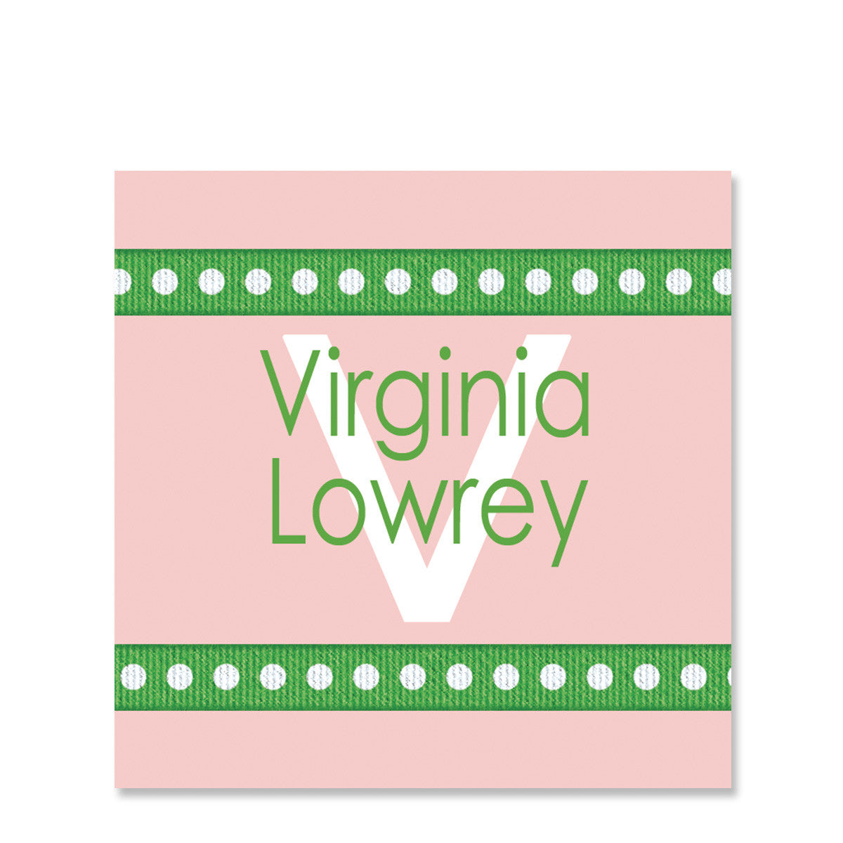 Dotted Ribbon Pink Name Stickers