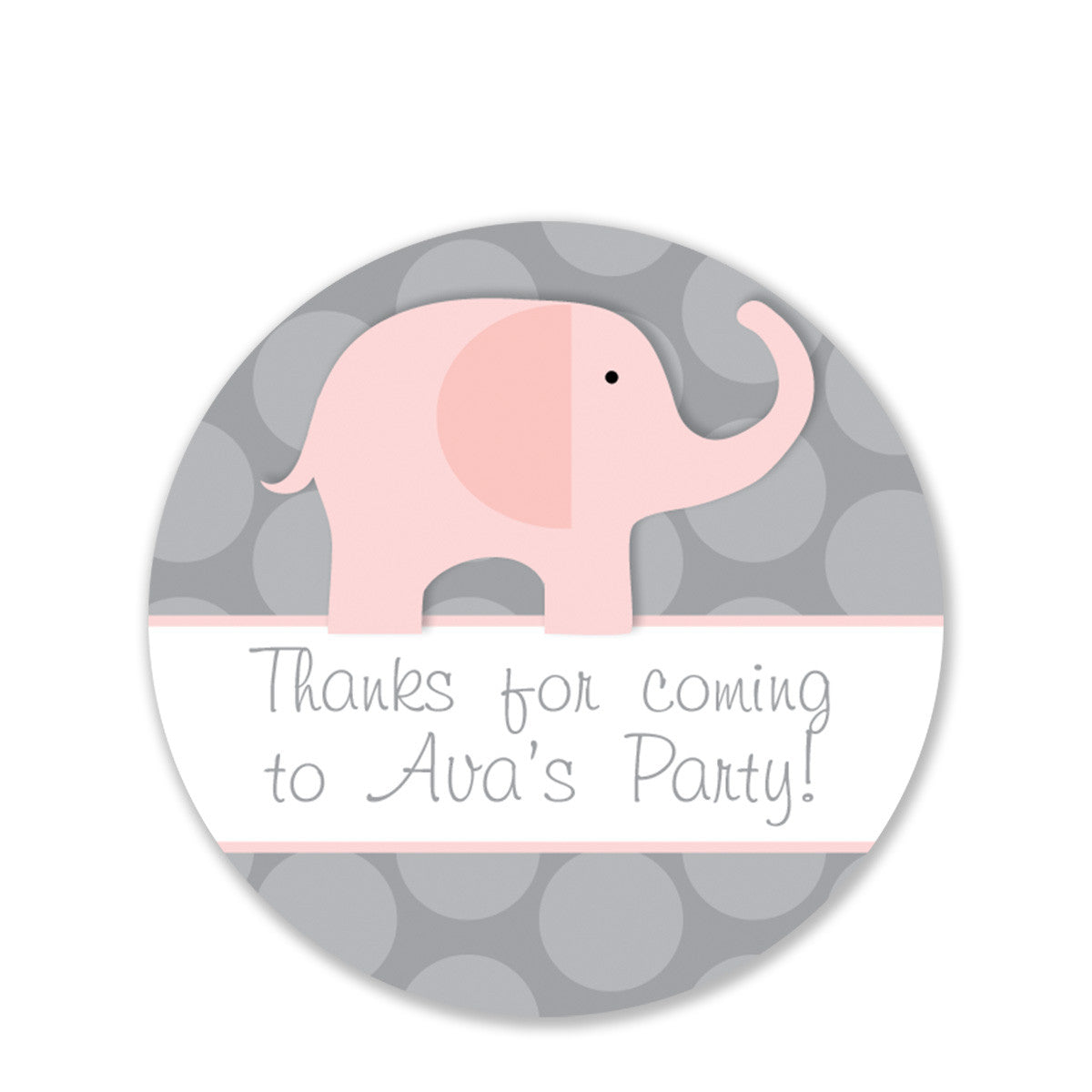 Pink Elephant Gift Stickers, Round (Printed)