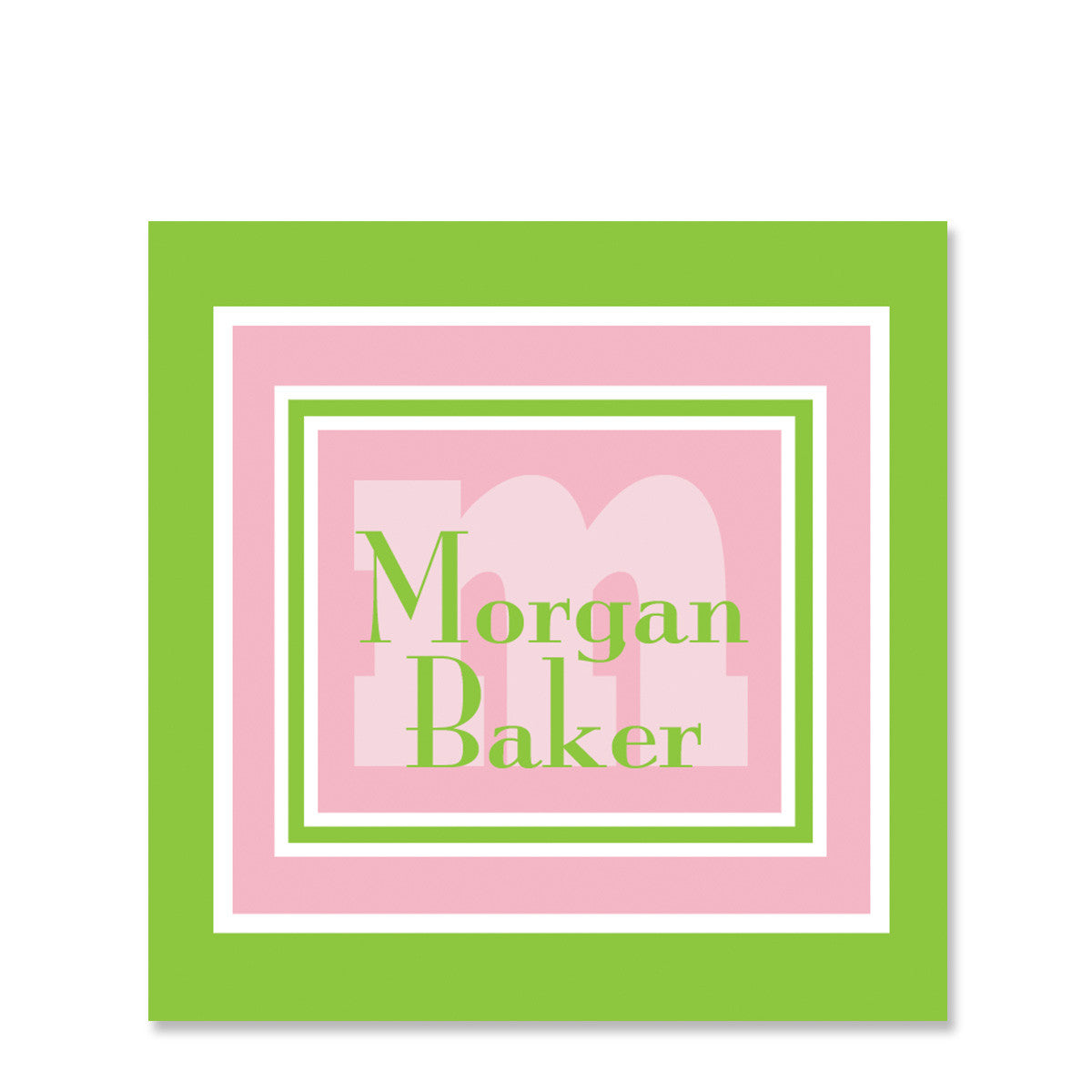 Frames Of Pink And Green Name Stickers