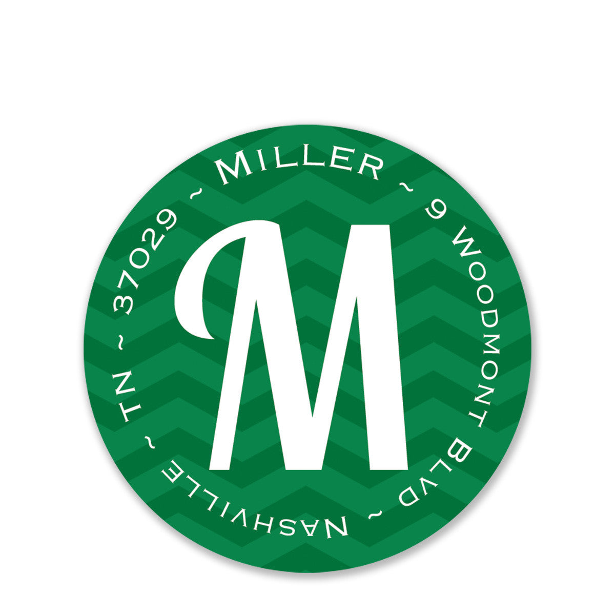 Green Chevron Return Address Stickers Round