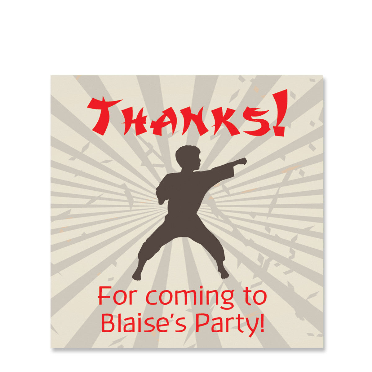 Karate Square Favor Stickers