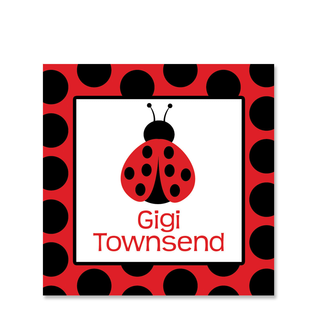 Ladybug Party Favor Sticker, Square