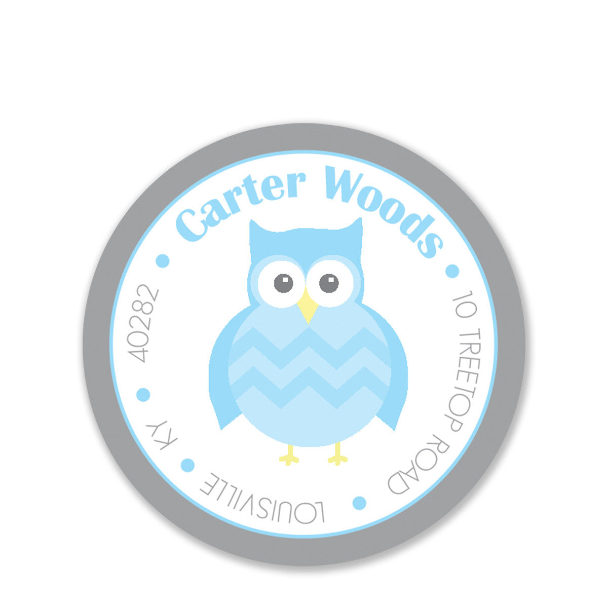 Owl Party Return Address Sticker, Blue