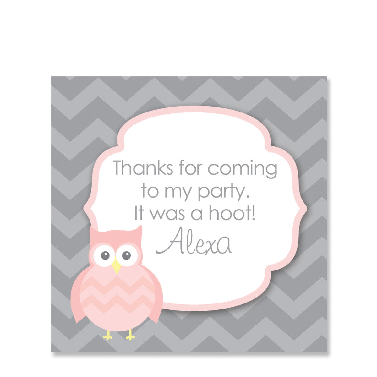 Owl Party Square Favor Stickers, Pink