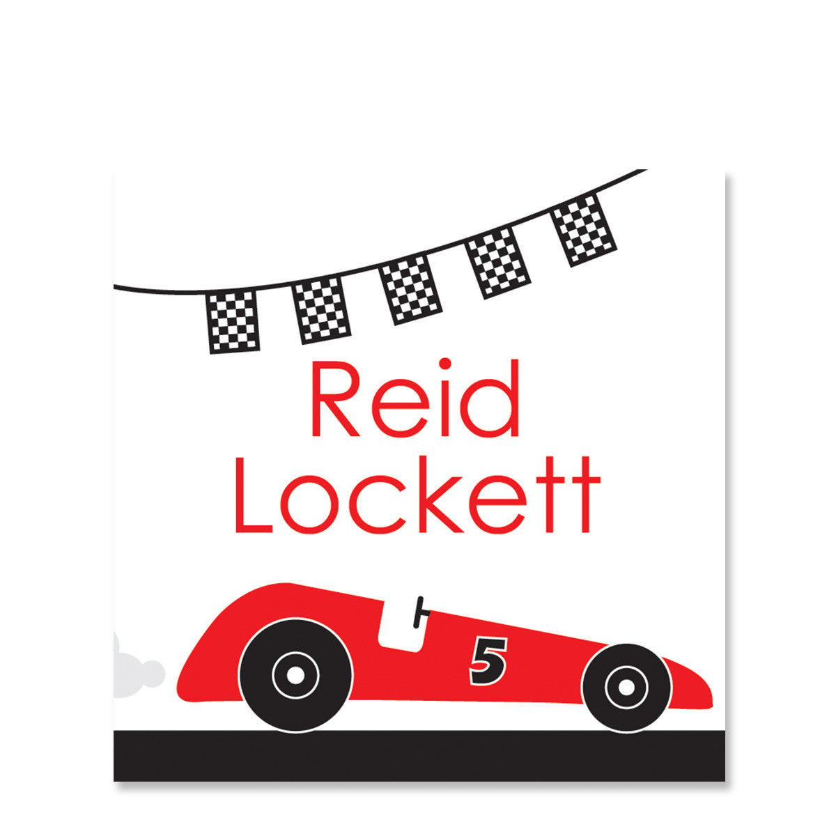 Race Car Party Favor Sticker, Square (Printed)