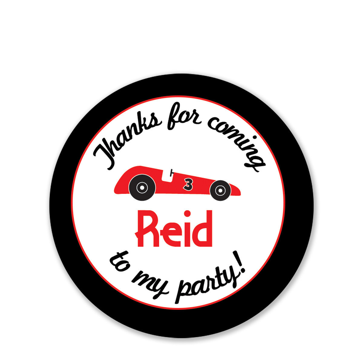 Race Car Party Favor Sticker, Round (Printed)