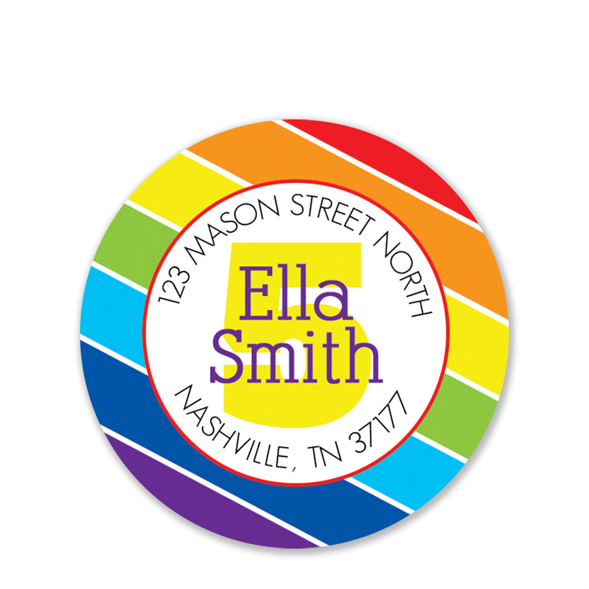 Rainbow Party Return Address Stickers, Round (Printed)