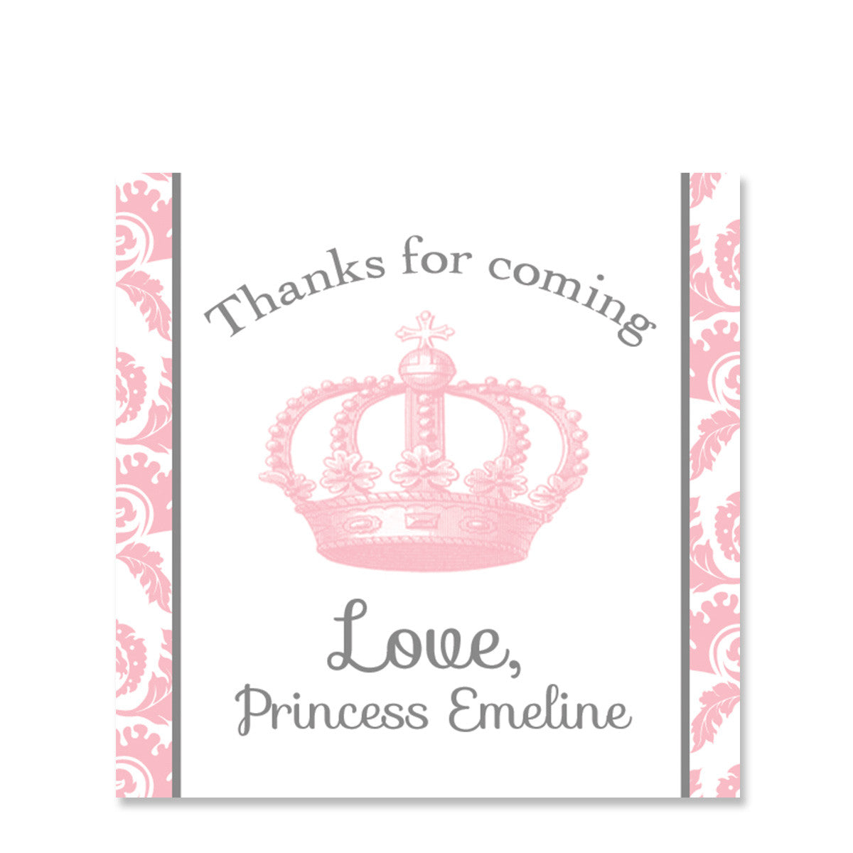 Vintage Princess Party Favor Stickers, Square