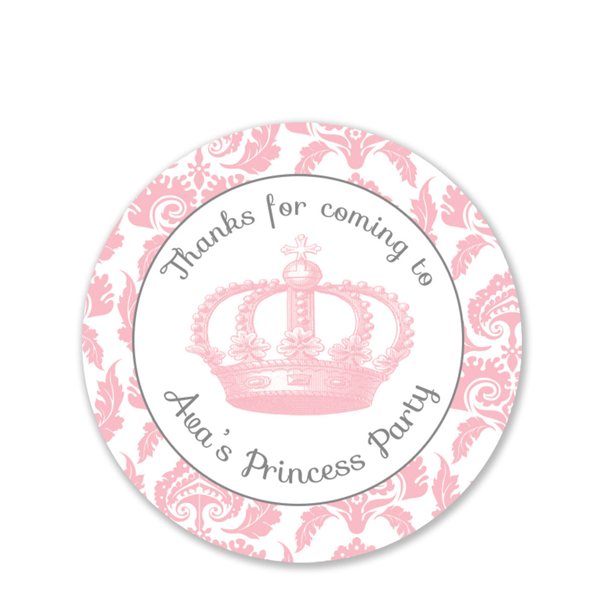 Vintage Princess Party Favor Stickers, Round