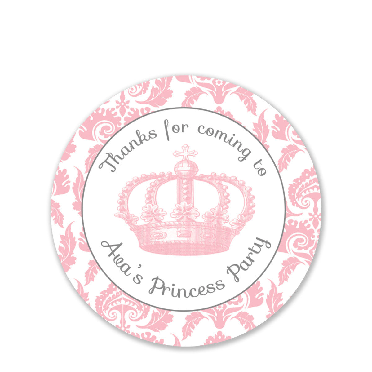 Vintage Princess Party Favor Stickers, Round
