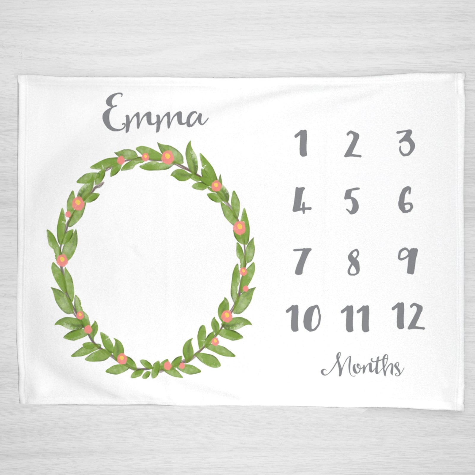 Classic, Simple Wreath Milestone Blanket, Personalized