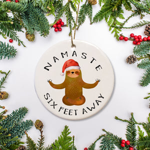 Sloth Namaste Six Feet Away Keepsake ornament | Pipsy.com