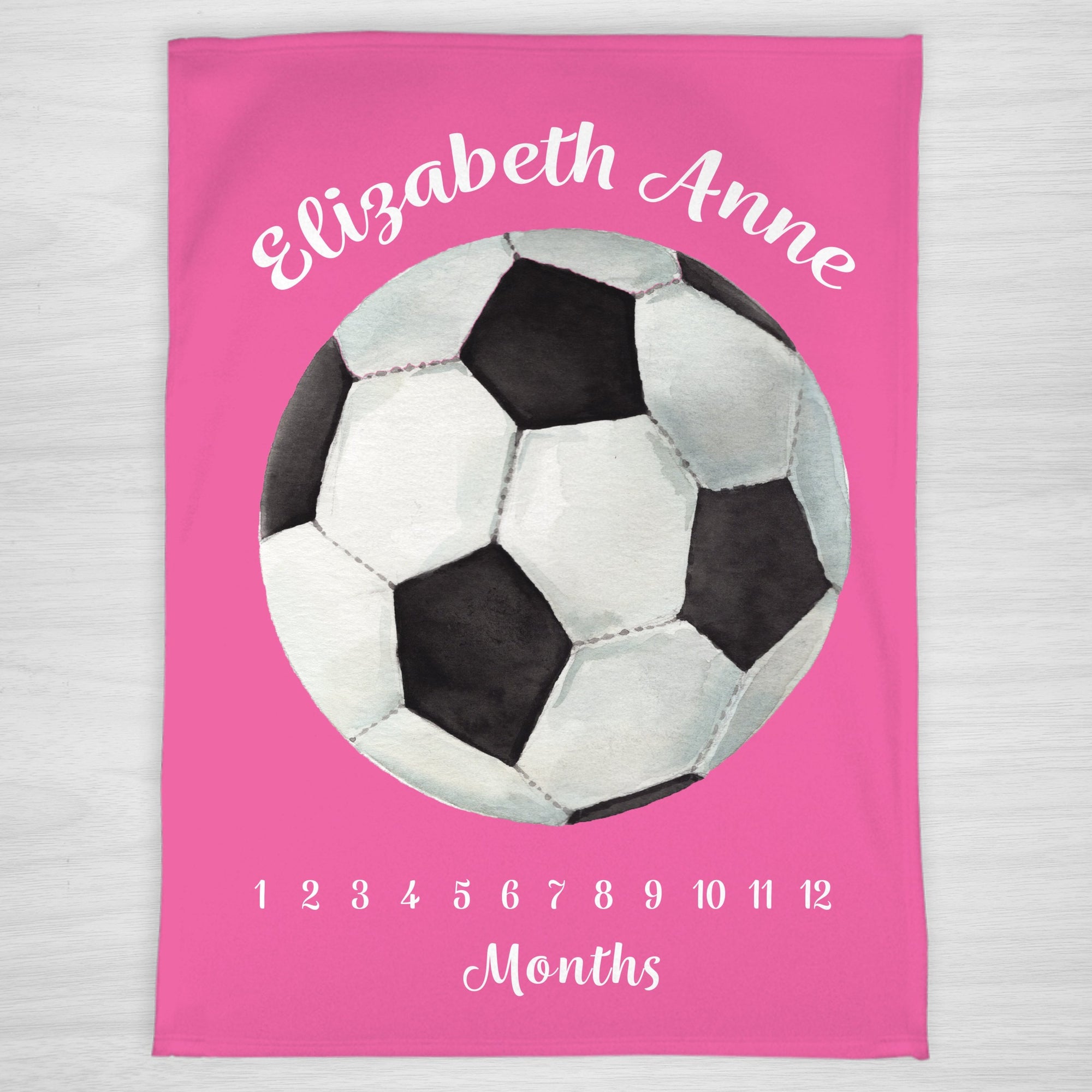 Soccer Milestone Blanket, Pink for a girl, personalized