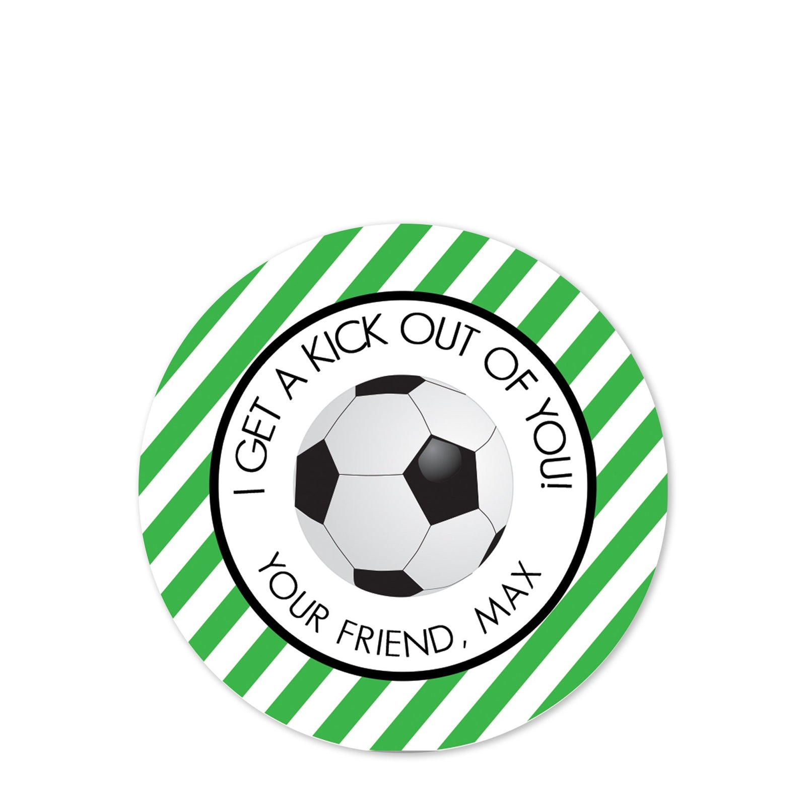 Soccer Valentine's Day Sticker | 2.5" Round Valentine's Day Sticker for candy bag | Classroom Party | Personalized stickers | PIPSY.COM