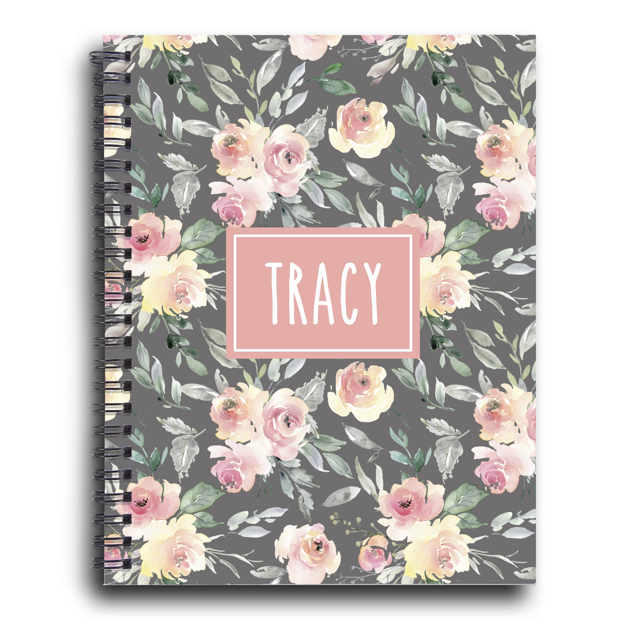 Personalized Notebook, Soft Peach Floral Flowers, PIPSY.COM