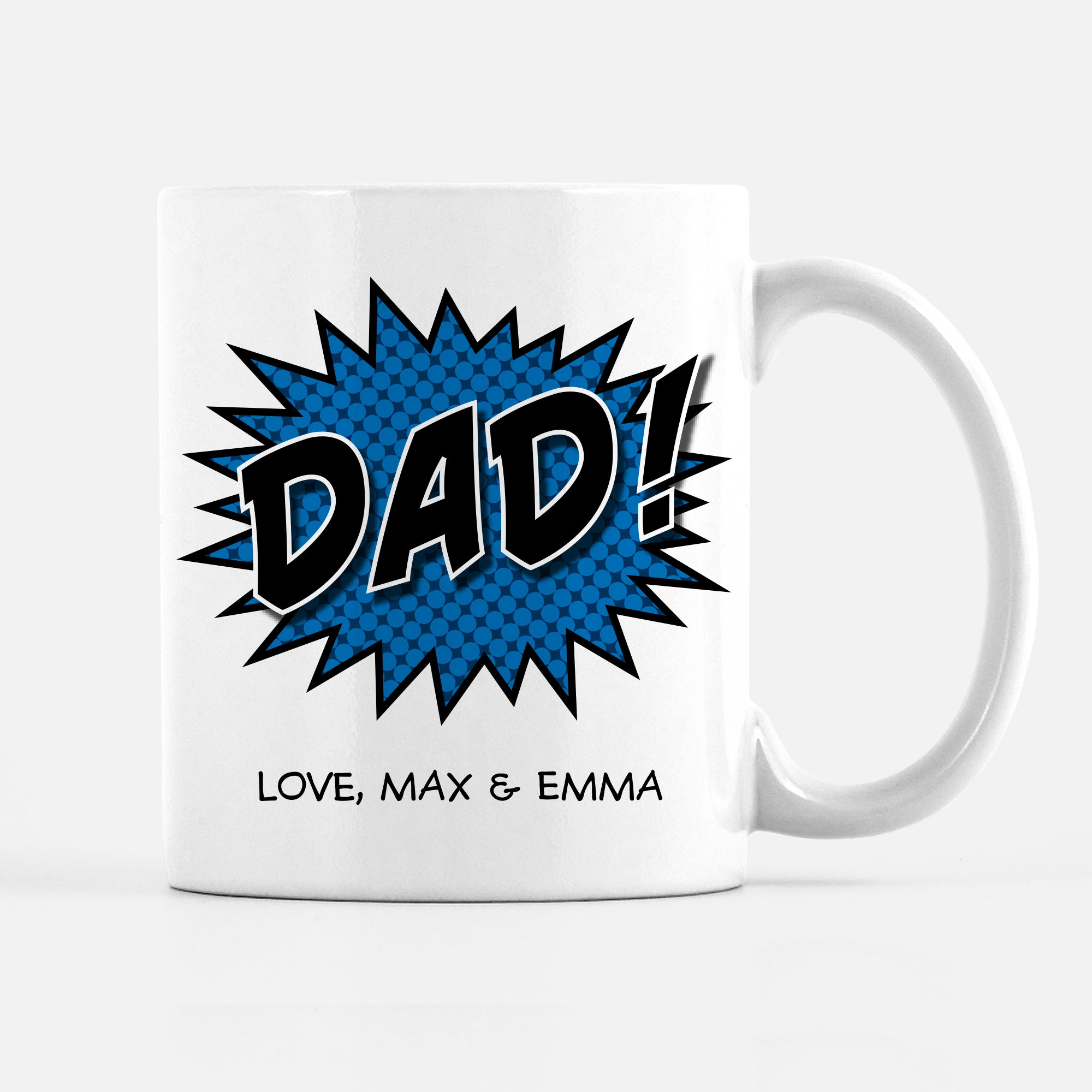 super dad mug personalized with kids' names