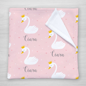Swan Personalized Baby Name Blanket