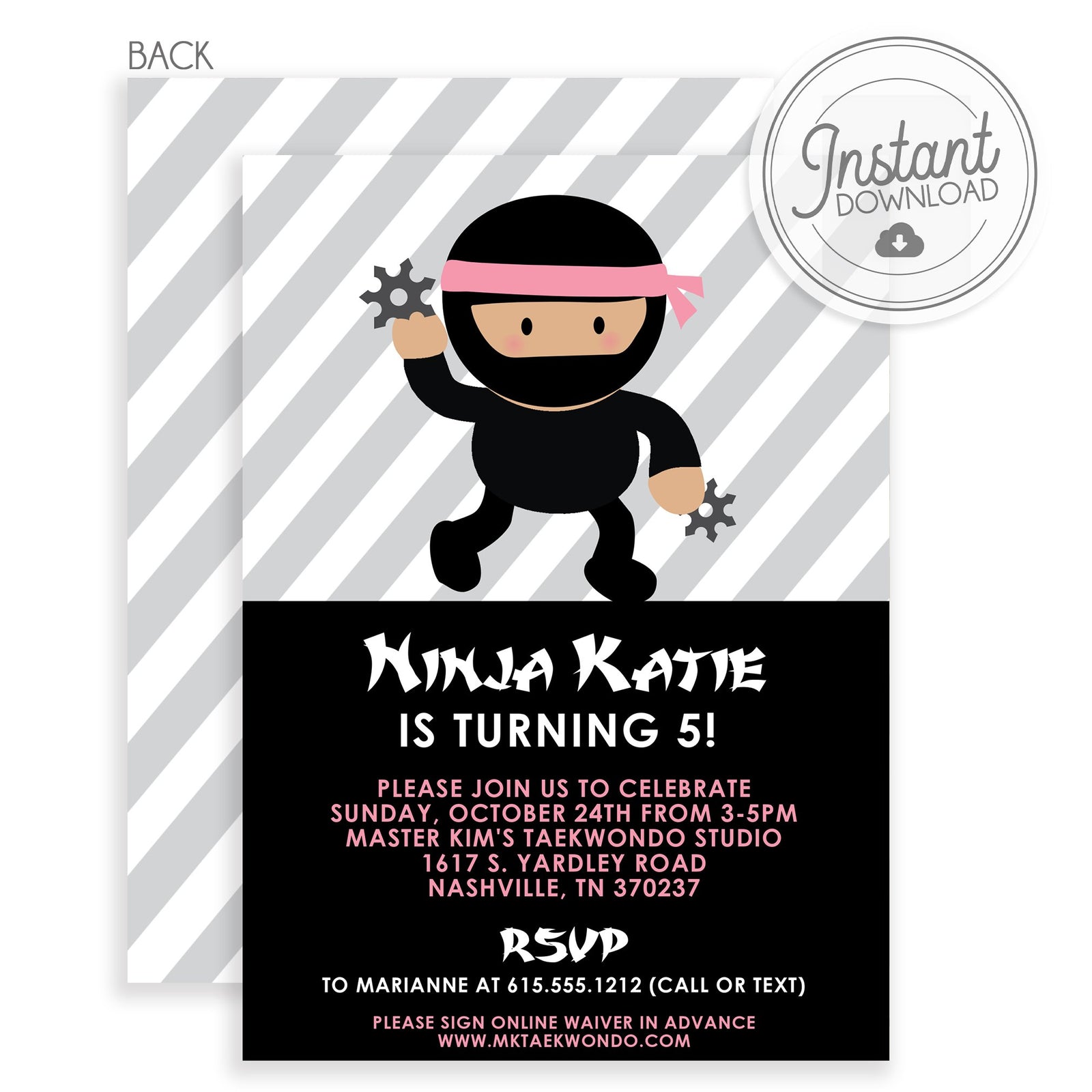 Ninja Girl Birthday Party Invitations | PIPSY.COM