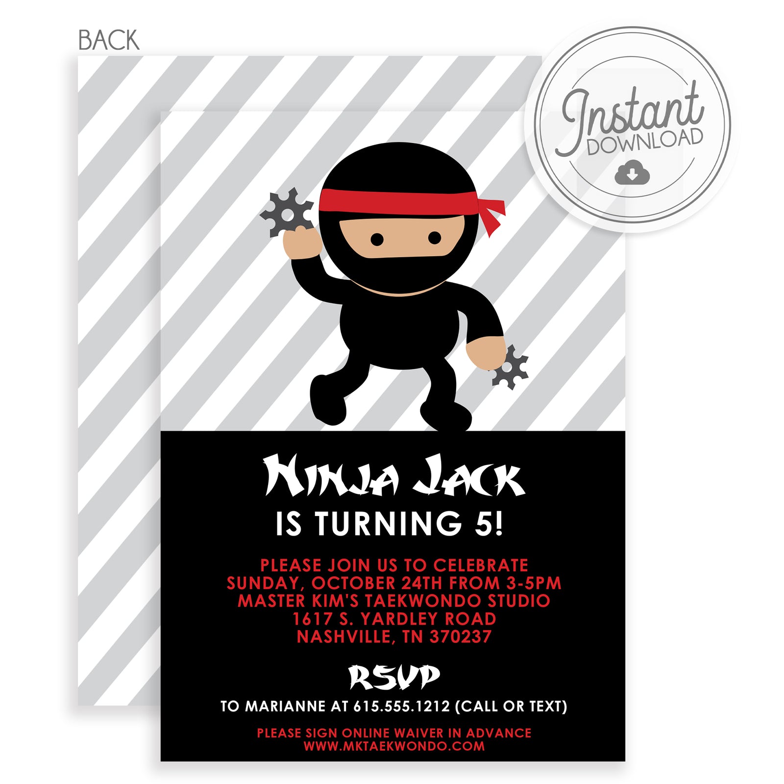 Ninja Birthday Invitations (DIY Printable)
