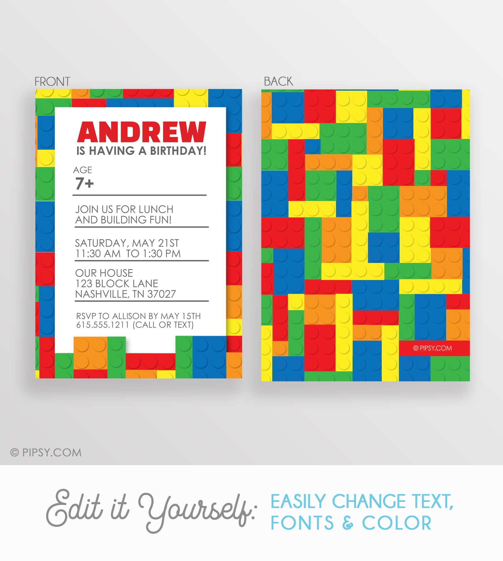 Building Block Birthday Invitations (DIY Printable)