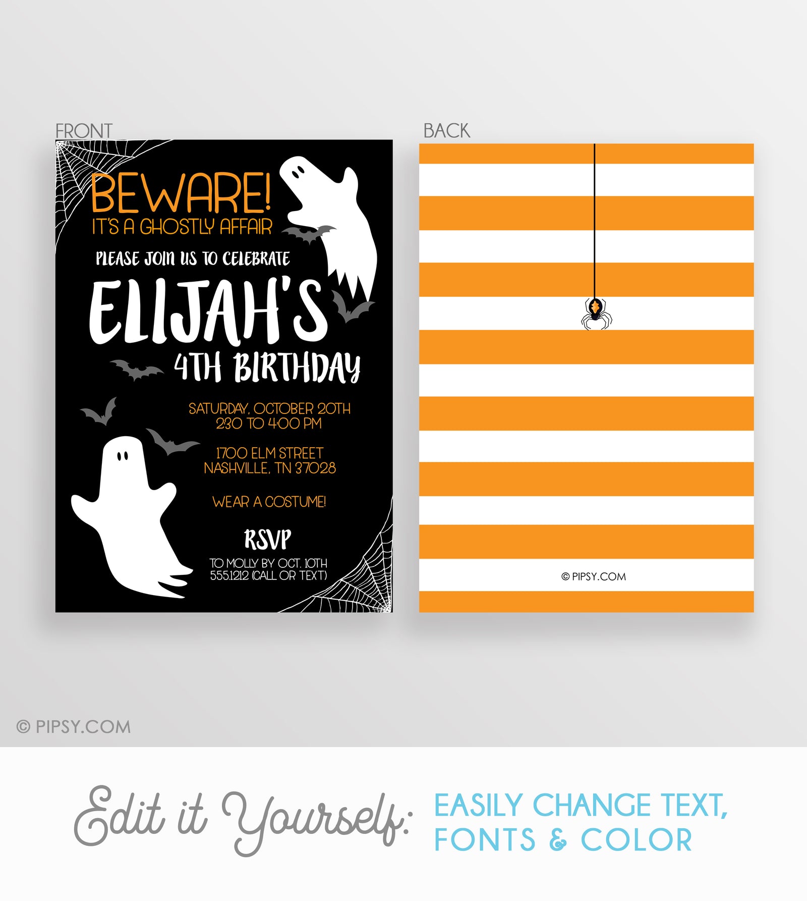 Ghost Halloween Invitation | Templett | Instant Download | PIPSY.COM